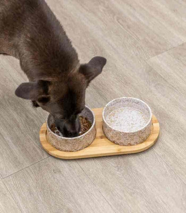 Set Comederos, cerámica/bambú