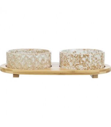 Set Comederos, cerámica/bambú